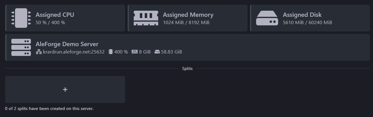 This shows the updated server splitter
